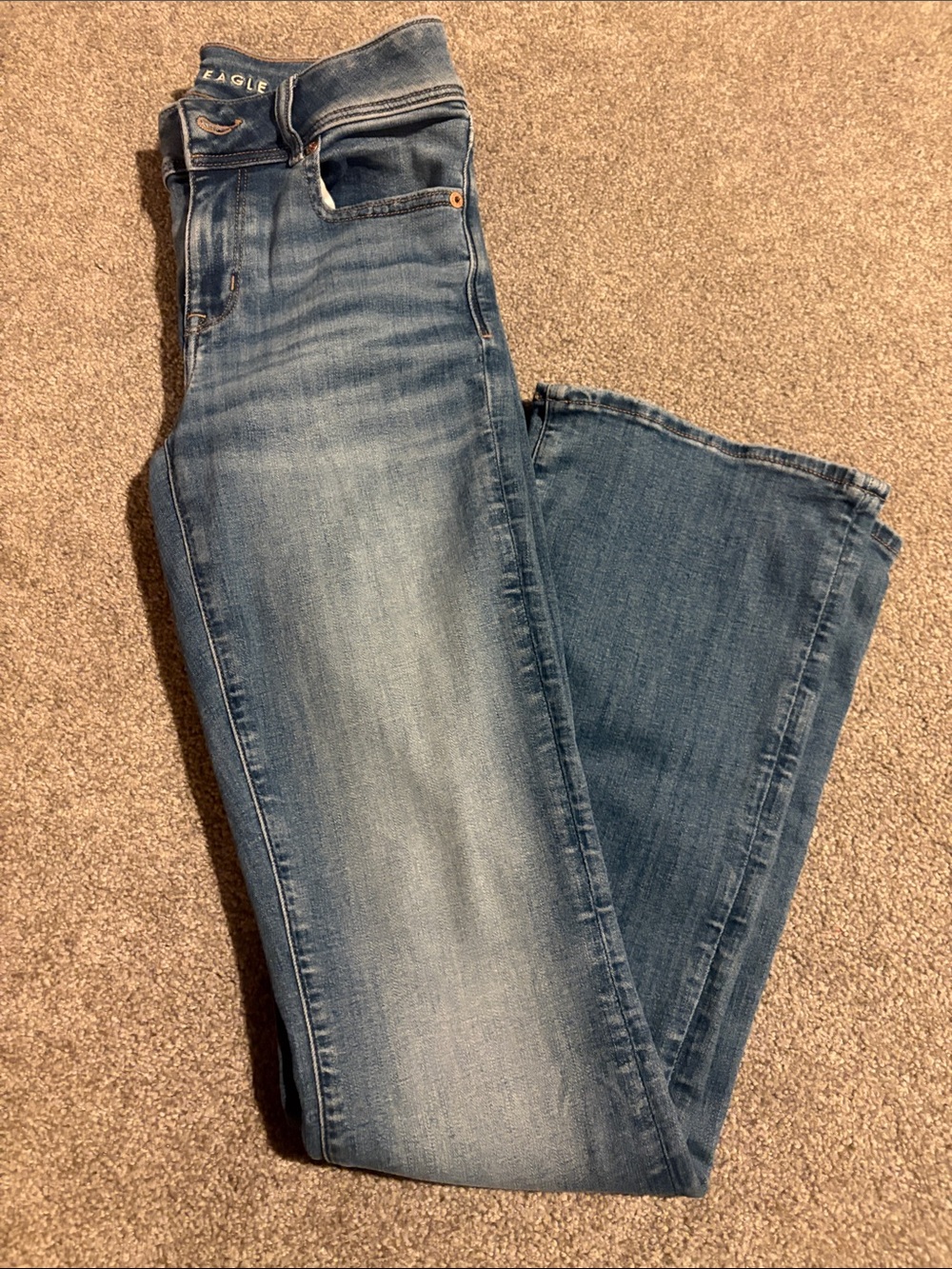 American Eagle Women's Light-Med Wash Kick Boot Jeans